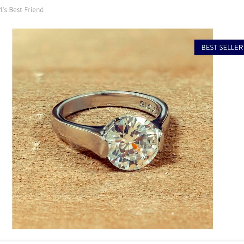 CZ Stainless Steel Solitaire Ring
